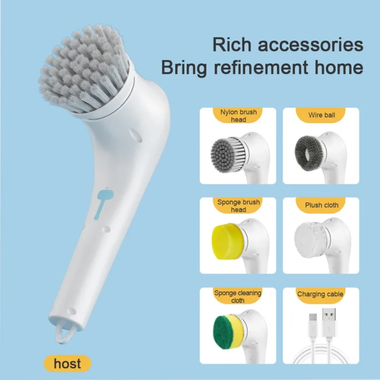 Handheld Eectric Cleaning Brush Cordless Spin Scrubbe With 5 Replaceable Brush Heads USB Rechargeable 360°Power Scrubbe 2