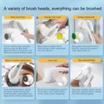 Handheld Eectric Cleaning Brush Cordless Spin Scrubbe With 5 Replaceable Brush Heads USB Rechargeable 360°Power Scrubbe 3
