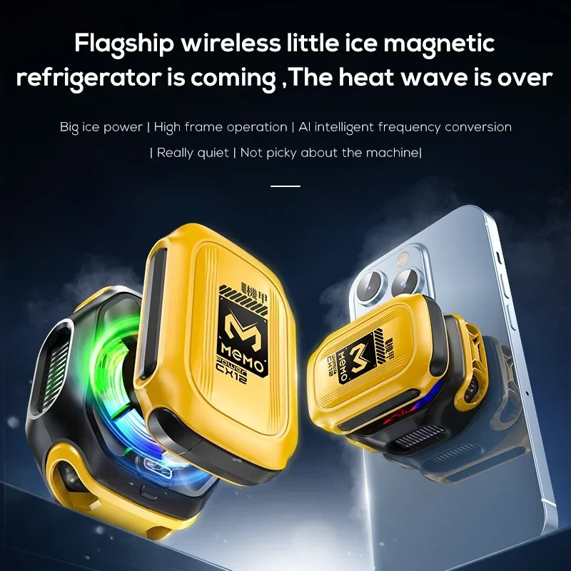 2025 MEMO CX12, Mobile Phone Cooler, with External Battery, for PUBG, Magnetic Semiconductor Ice Cooling Radiator with AI 2