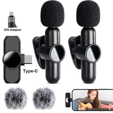 Wireless Lavalier Microphone Usb c Mini Lapel Microphone Wireless Noise Cancelling Min Lapel Mic for Streaming Video Recording